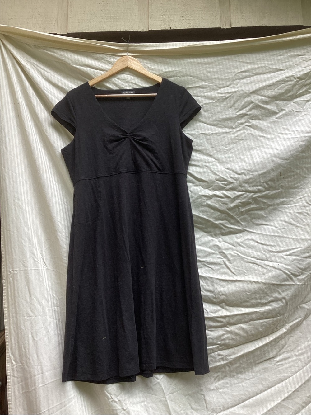 Toad&Co Black Twist-Front Midi Dress, size XL